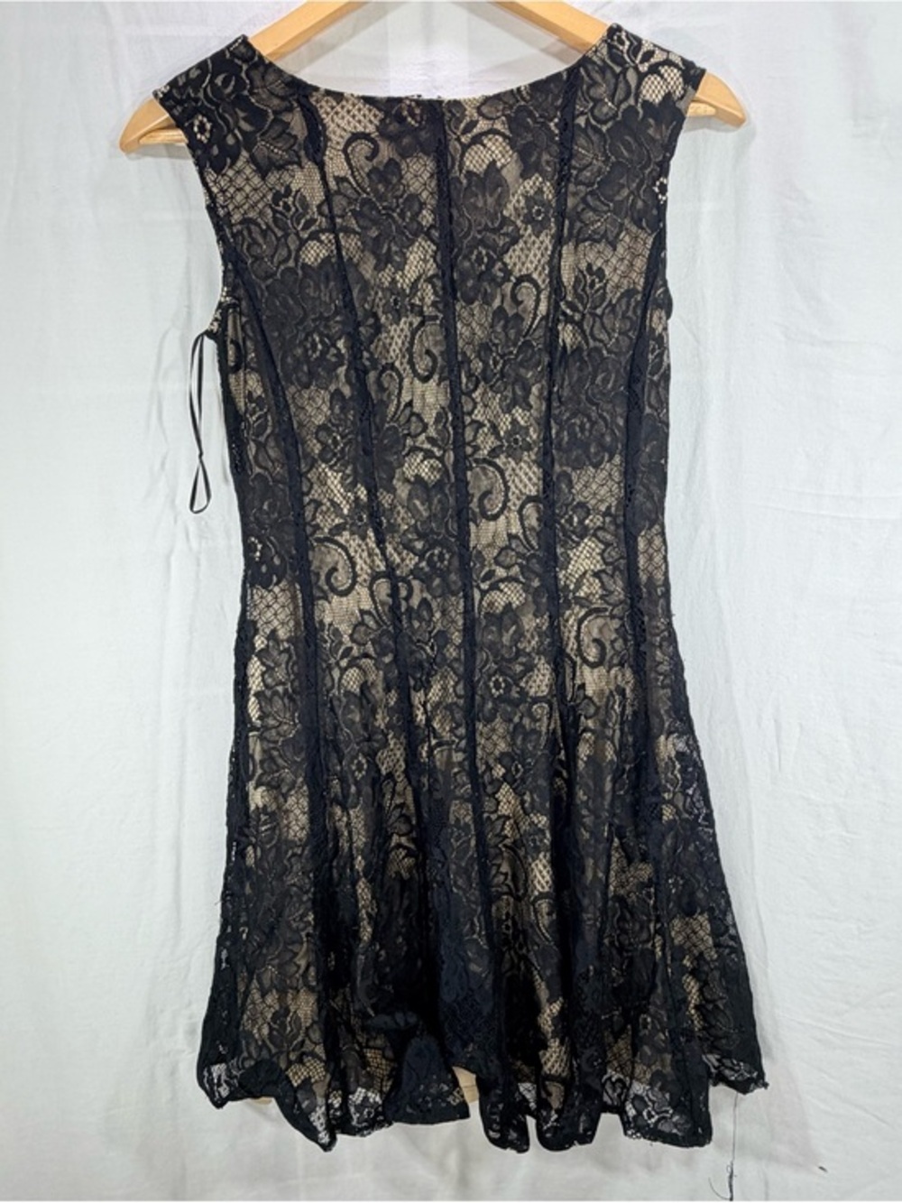 Established 1962 4P Sleeveless Black Lace Cocktail Party Dress W/ Nude Lining